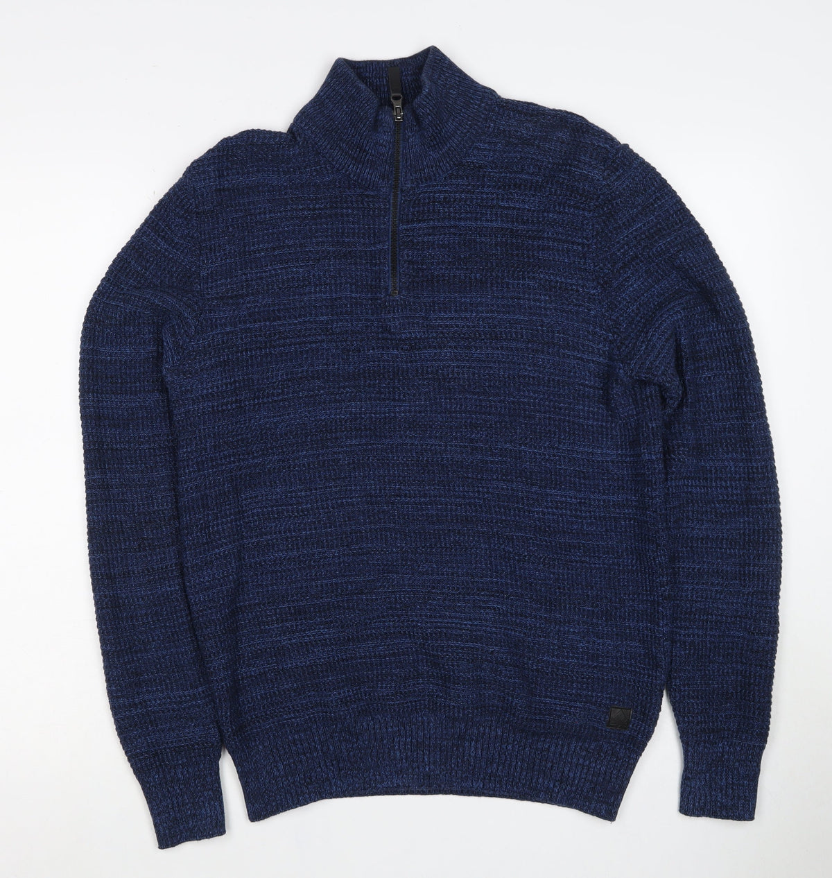 Next Men’s Blue M 1/2 Zip High Neck Cotton Knit Pullover Jumper