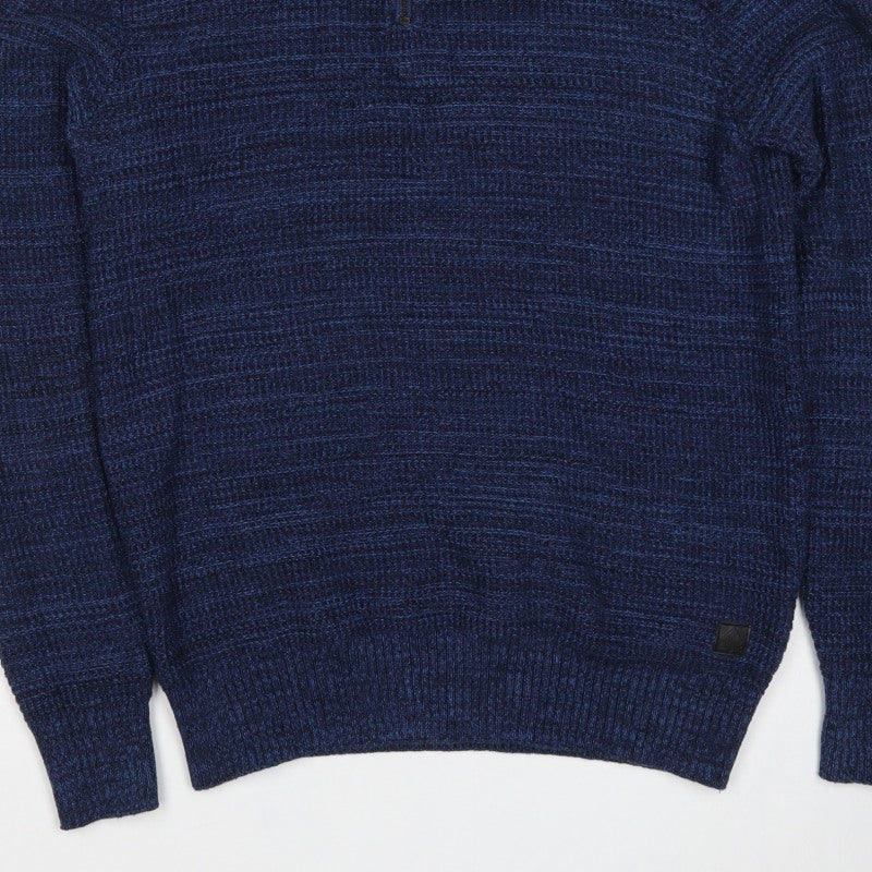 Next Men’s Blue M 1/2 Zip High Neck Cotton Knit Pullover Jumper