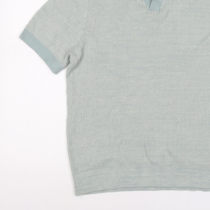 Autograph Men’s Blue L Mercerised Cotton Knit Short Sleeve Polo