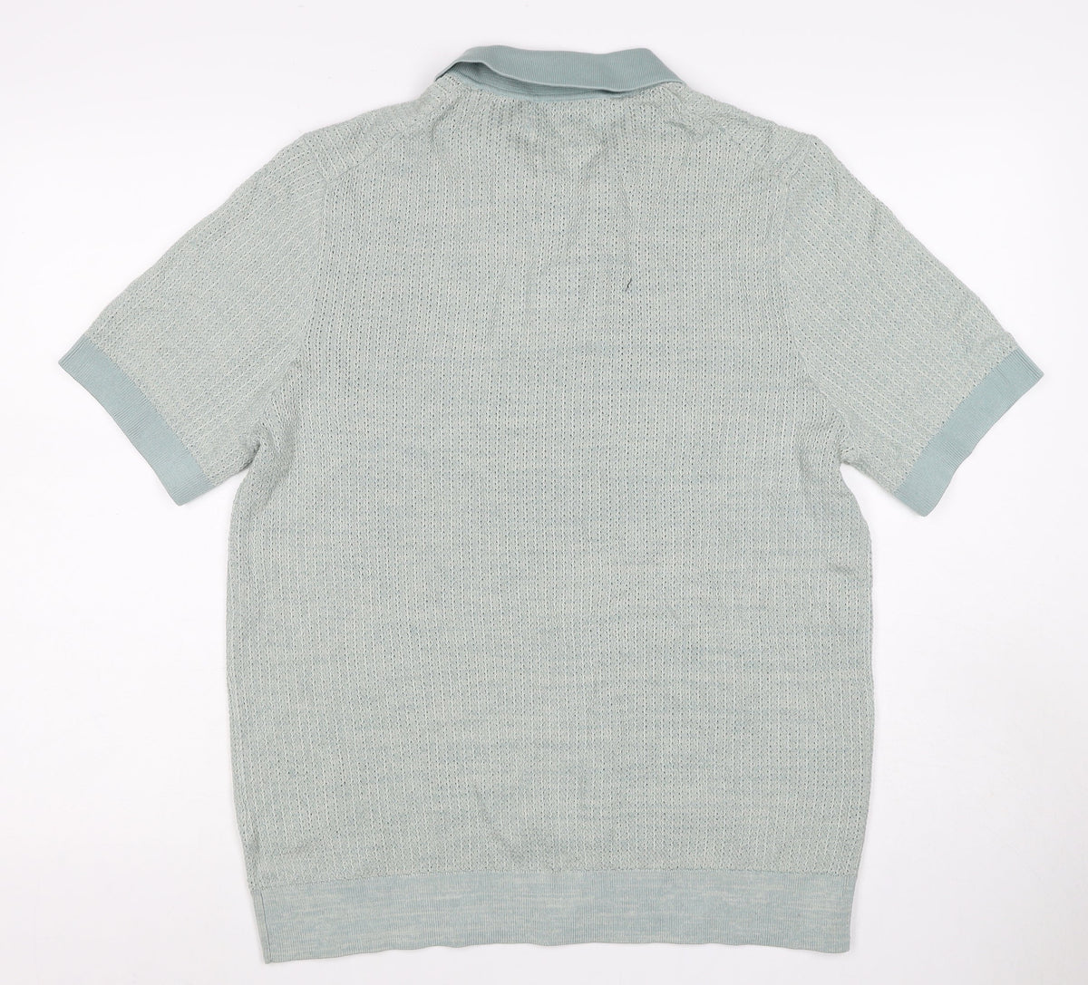 Autograph Men’s Blue L Mercerised Cotton Knit Short Sleeve Polo