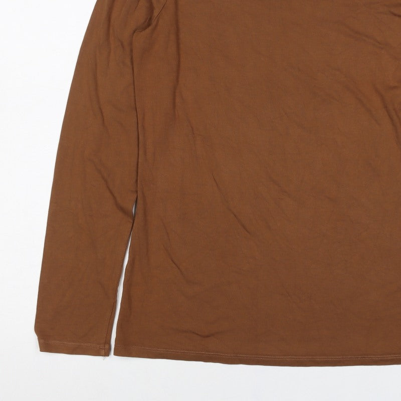 Oasis Women Brown L Basic Stretch Viscose Long Sleeve Boat Neck Top