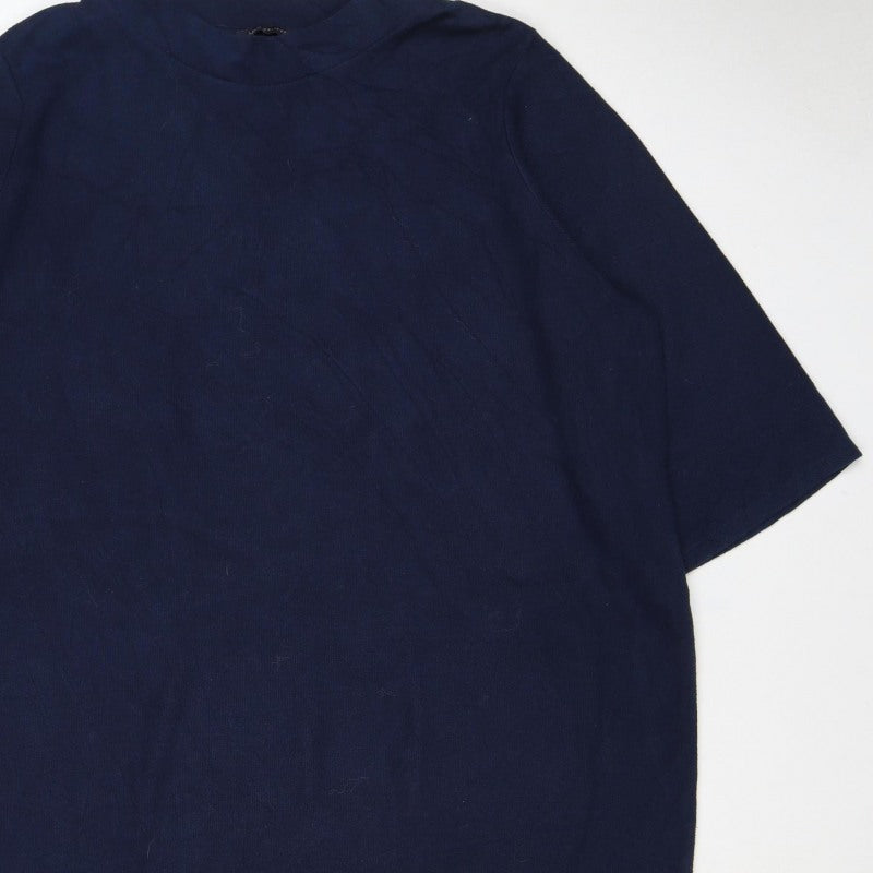 Marks & Spencer Women Navy UK 22 Knee Length Jumper Dress Long Sleeve