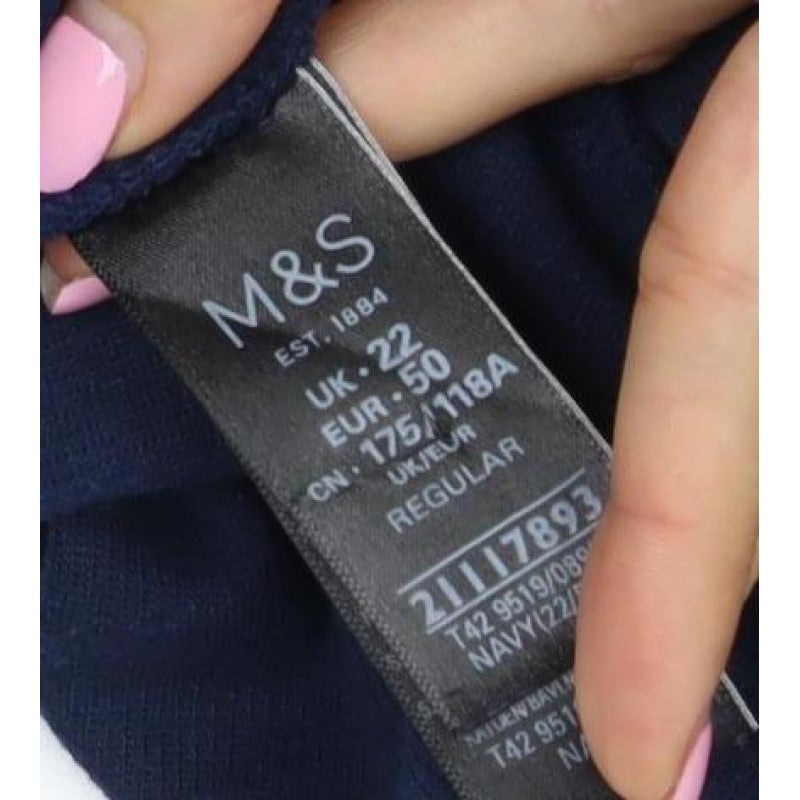 Marks & Spencer Women Navy UK 22 Knee Length Jumper Dress Long Sleeve