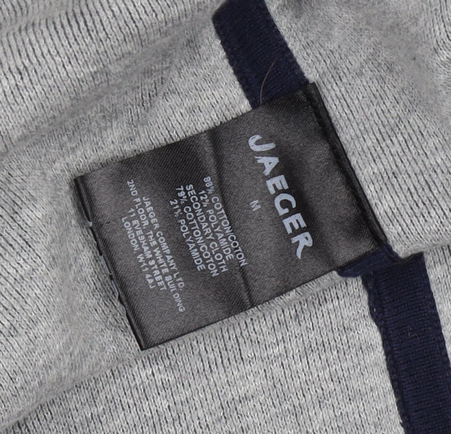 Jaeger Women Blue Grey M Open Cardigan Cashmere Blend Pockets
