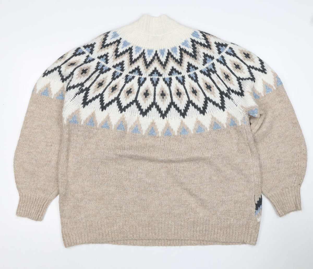 F&F Women’s Multicoloured Fair Isle Roll Neck Jumper UK XL