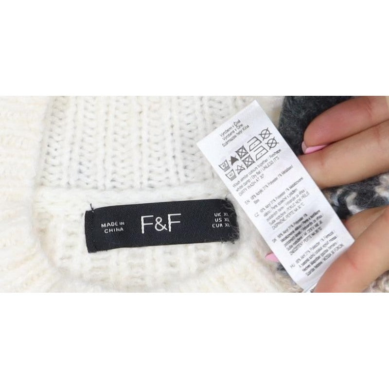F&F Women’s Multicoloured Fair Isle Roll Neck Jumper UK XL