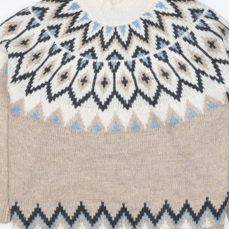 F&F Women’s Multicoloured Fair Isle Roll Neck Jumper UK XL