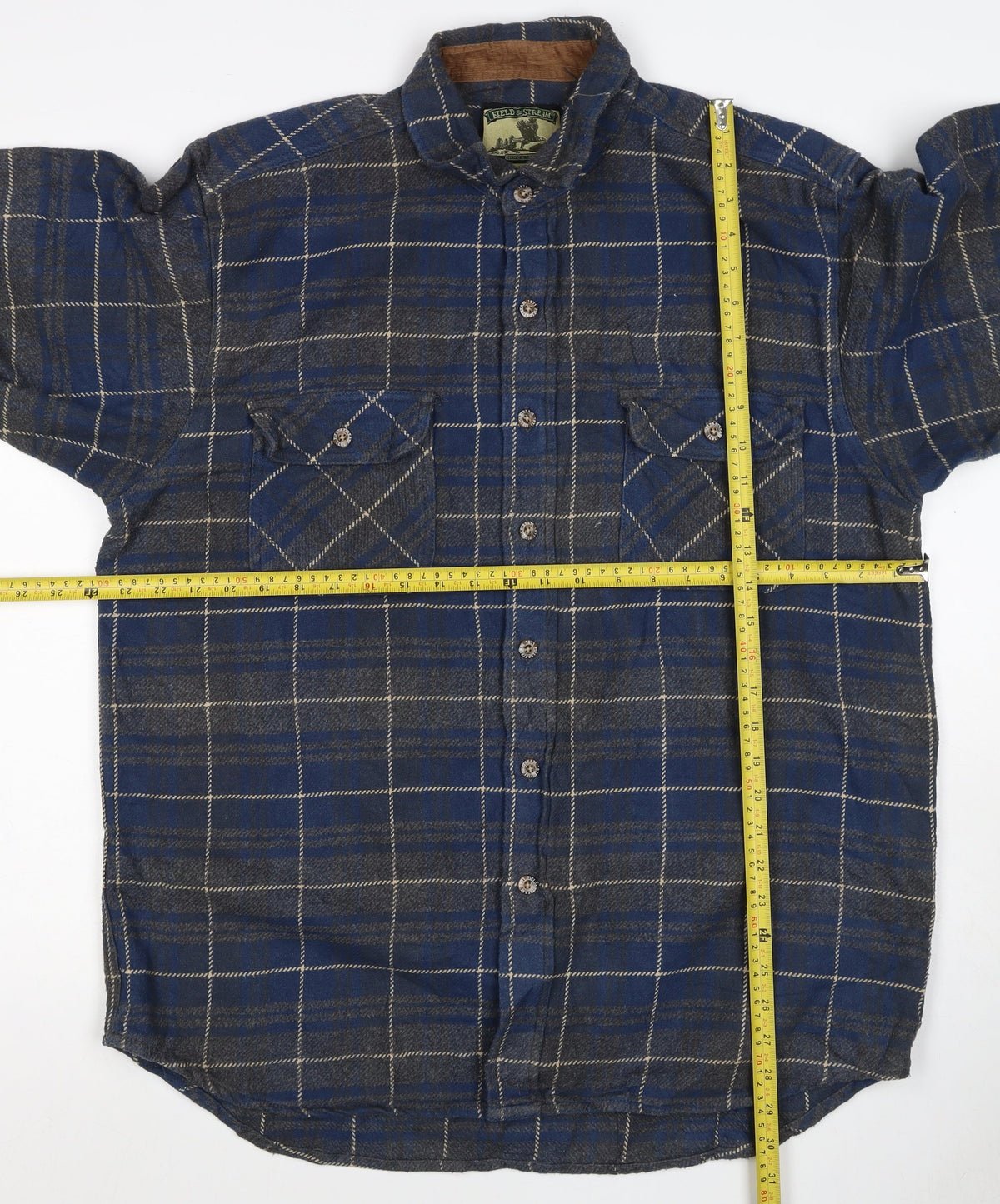 Field & Stream Men’s Blue Plaid Flannel Shirt L Cotton Button-Up