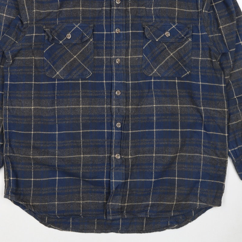 Field & Stream Men’s Blue Plaid Flannel Shirt L Cotton Button-Up