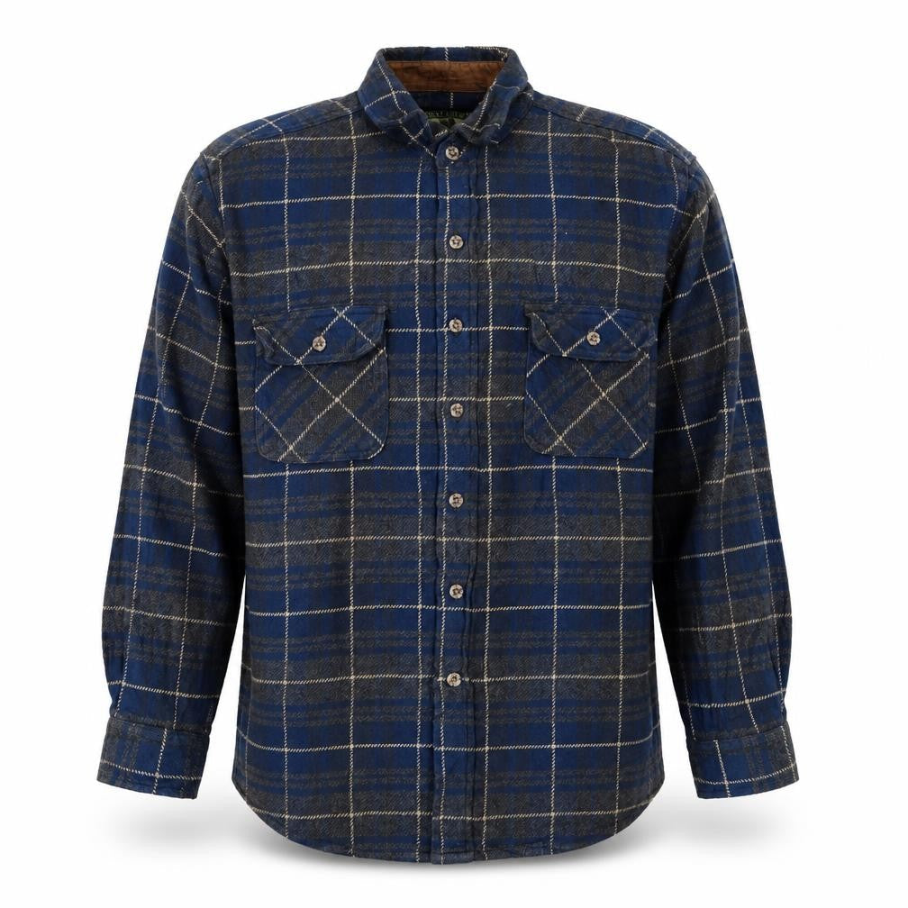 Field & Stream Men’s Blue Plaid Flannel Shirt L Cotton Button-Up