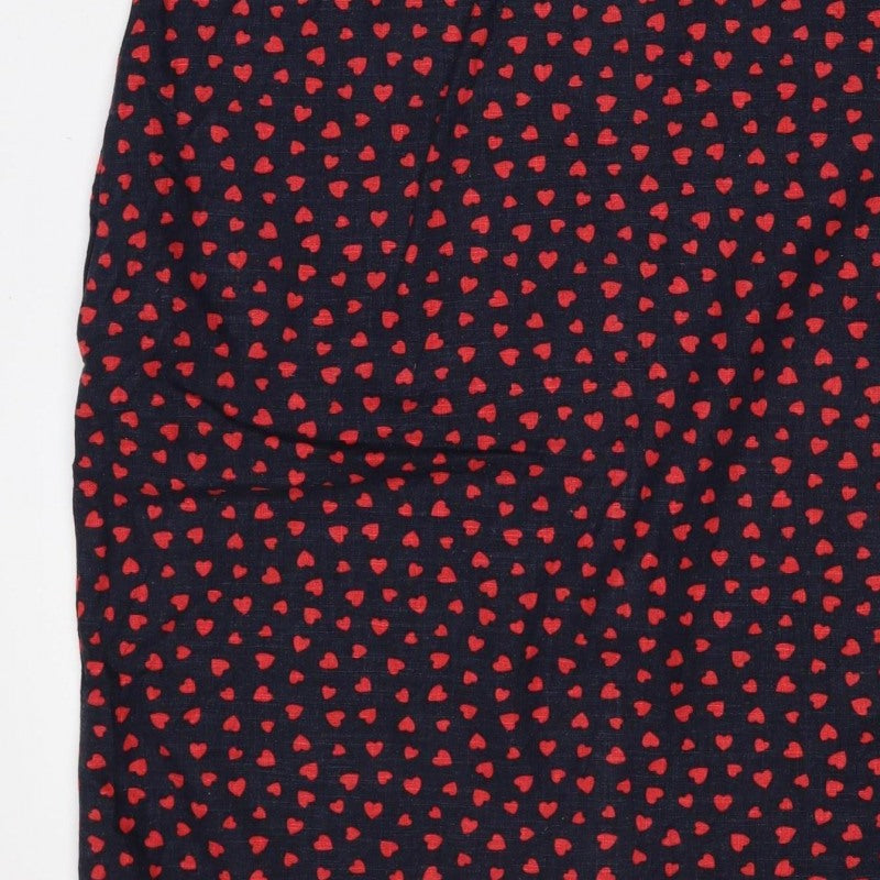 Next Women Blue Red Heart Print Shift Dress UK 14 Knee Length Lace