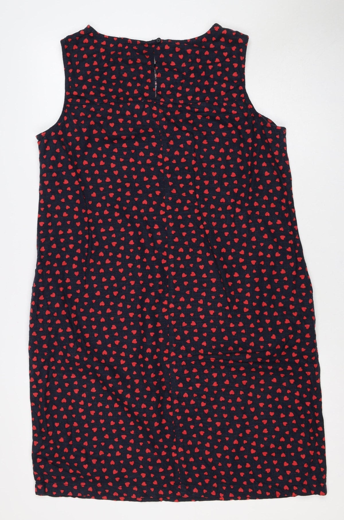 Next Women Blue Red Heart Print Shift Dress UK 14 Knee Length Lace