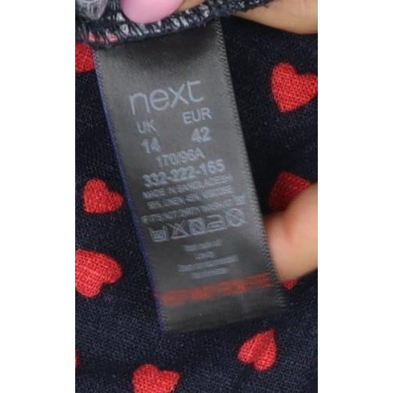 Next Women Blue Red Heart Print Shift Dress UK 14 Knee Length Lace
