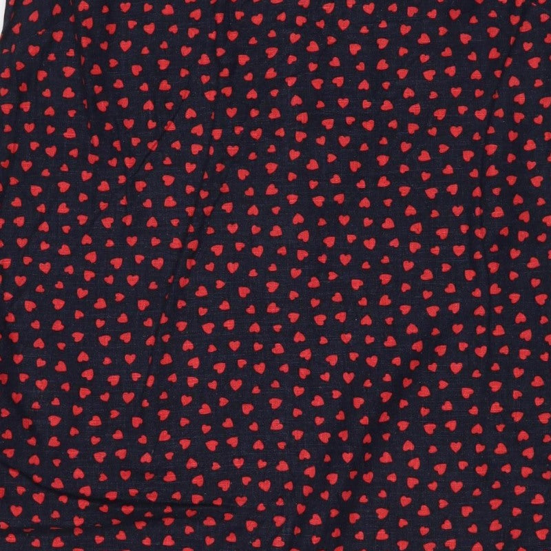 Next Women Blue Red Heart Print Shift Dress UK 14 Knee Length Lace