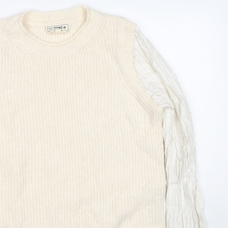 Fat Face Women’s Ivory UK 12 Layered Knit Pullover Jumper