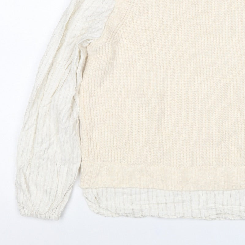 Fat Face Women’s Ivory UK 12 Layered Knit Pullover Jumper