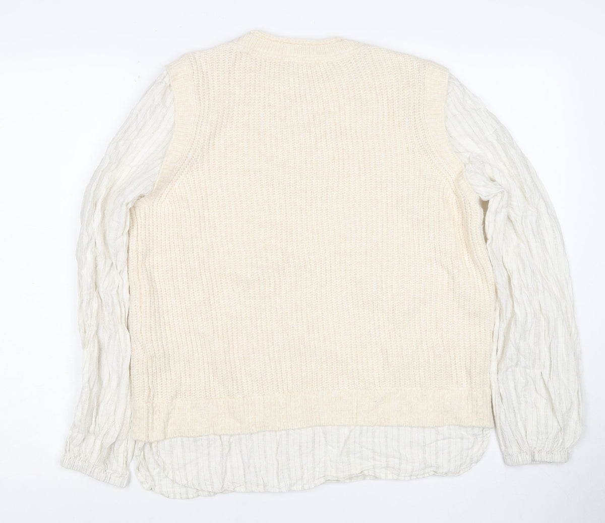 Fat Face Women’s Ivory UK 12 Layered Knit Pullover Jumper