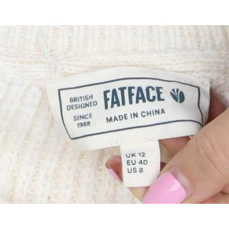 Fat Face Women’s Ivory UK 12 Layered Knit Pullover Jumper