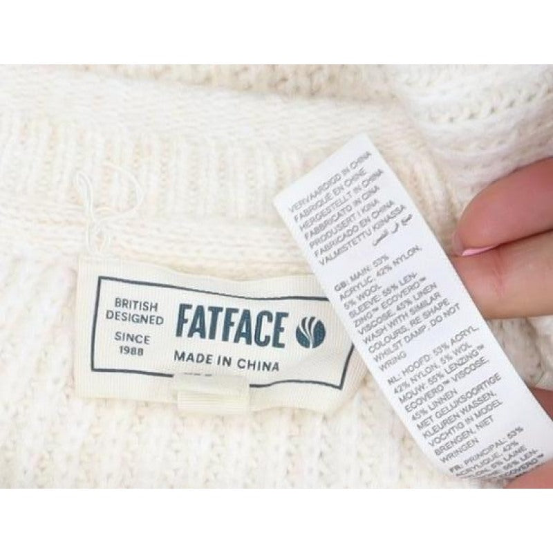 Fat Face Women’s Ivory UK 12 Layered Knit Pullover Jumper
