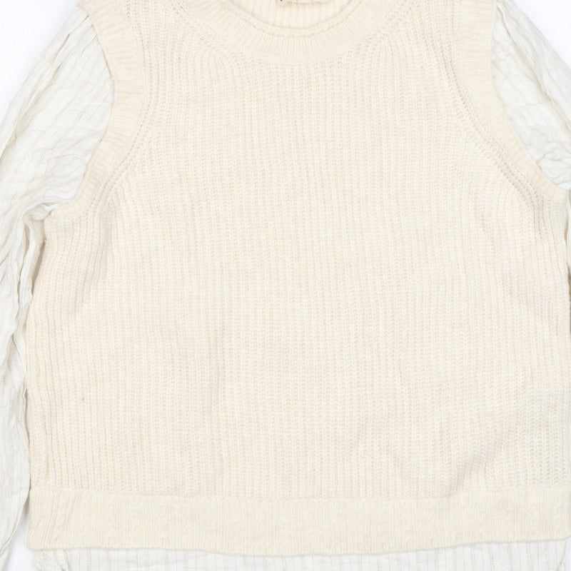 Fat Face Women’s Ivory UK 12 Layered Knit Pullover Jumper