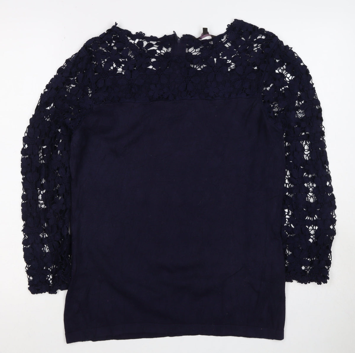 Phase Eight Women Blue UK 16 Basic Floral Lace 3/4 Sleeve Blouse
