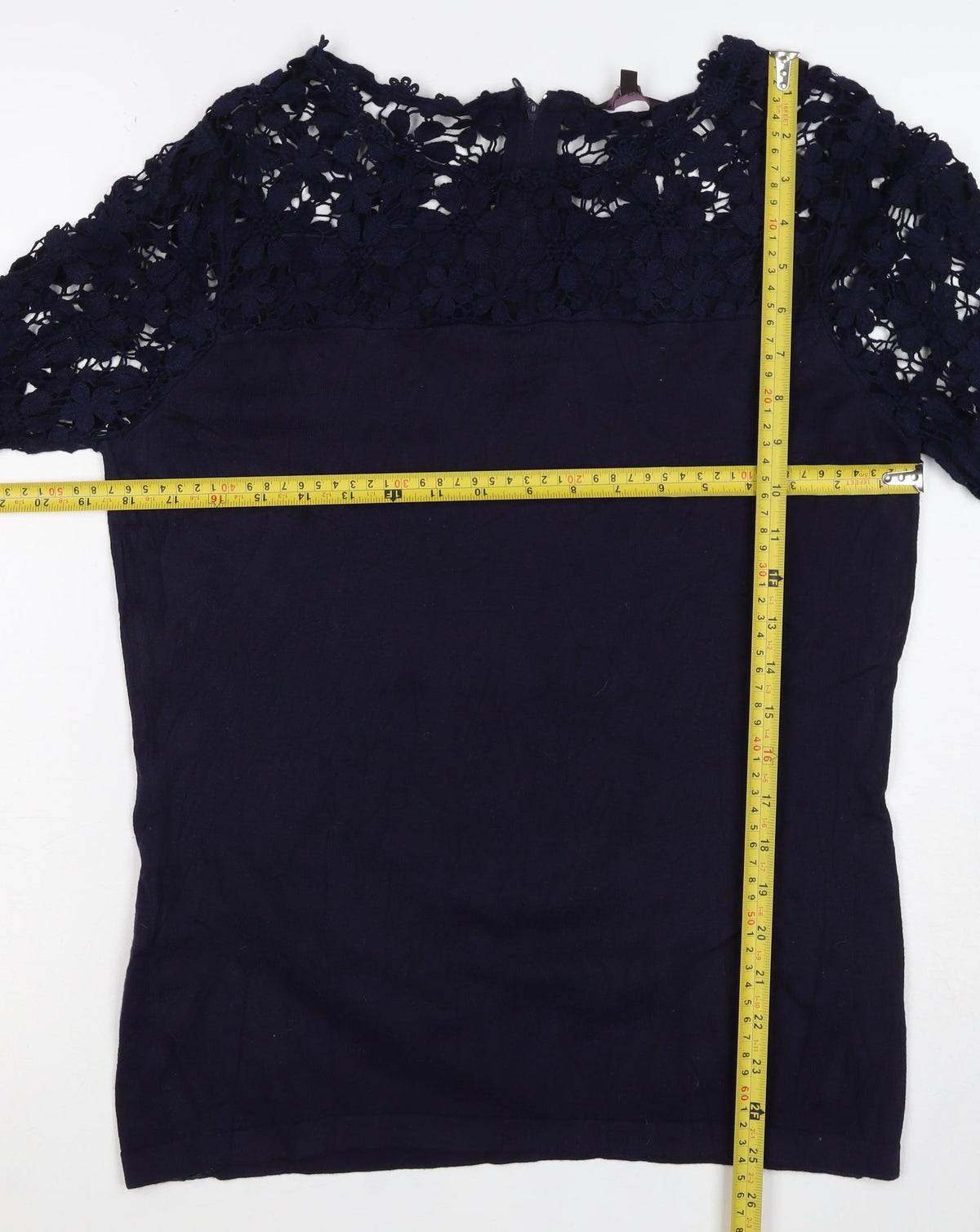 Phase Eight Women Blue UK 16 Basic Floral Lace 3/4 Sleeve Blouse