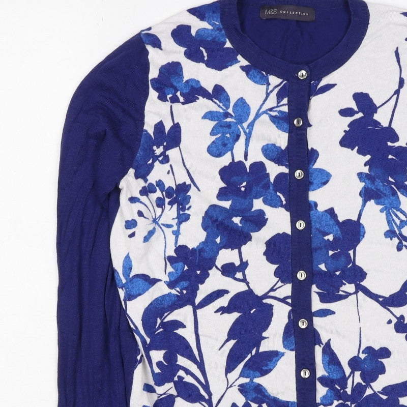 Marks and Spencer Women’s Blue Floral Knit Cardigan UK 8