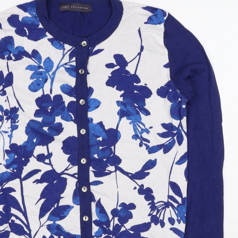 Marks and Spencer Women’s Blue Floral Knit Cardigan UK 8