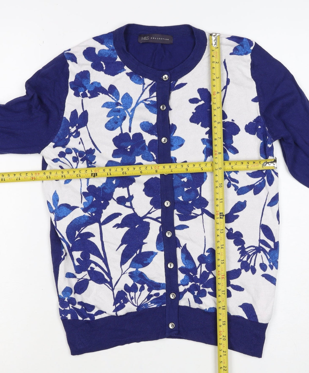 Marks and Spencer Women’s Blue Floral Knit Cardigan UK 8