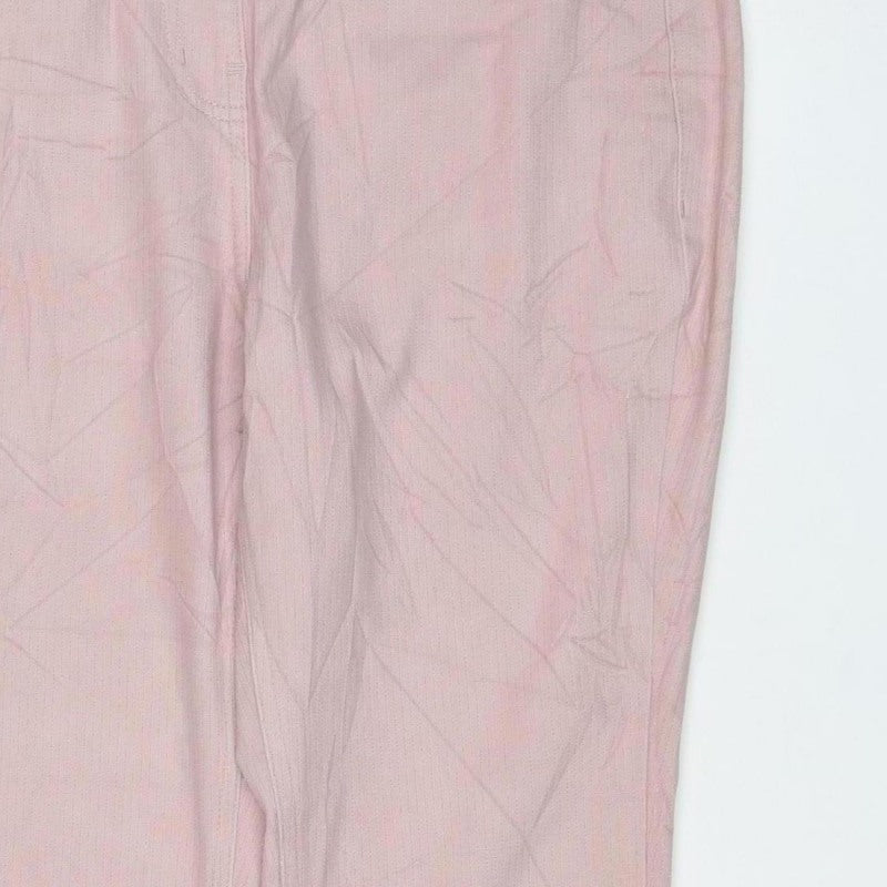Next Women's Pink UK 14 Cropped Jersey Denim Jeggings