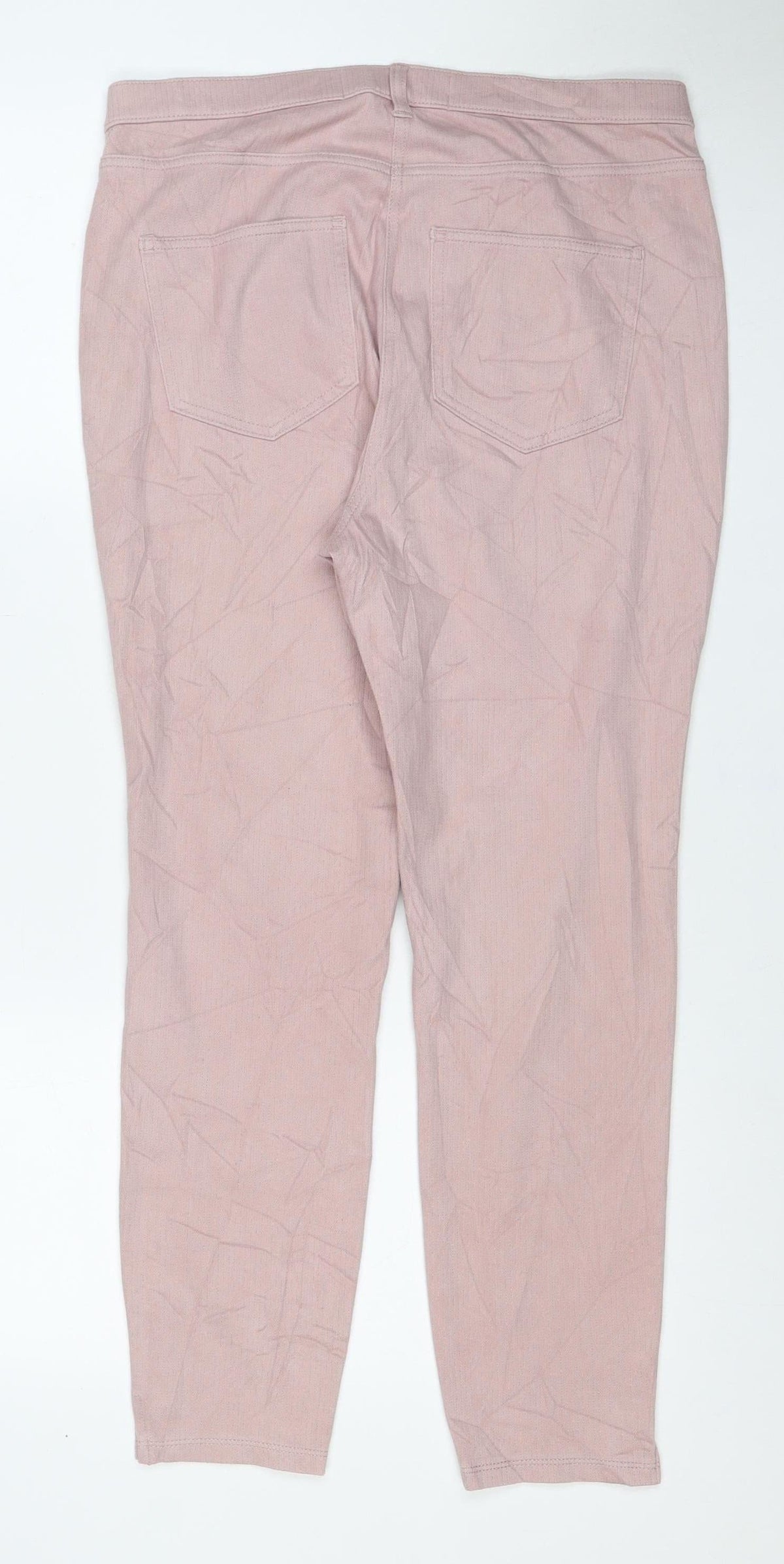 Next Women's Pink UK 14 Cropped Jersey Denim Jeggings
