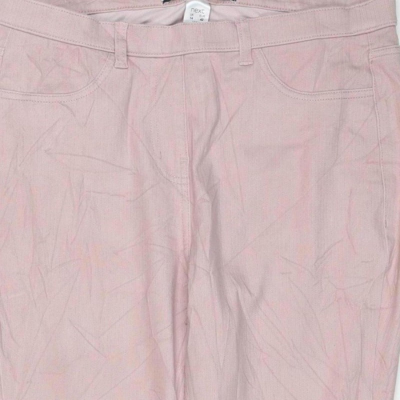 Next Women's Pink UK 14 Cropped Jersey Denim Jeggings
