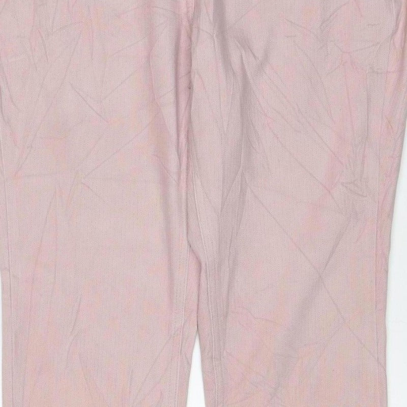Next Women's Pink UK 14 Cropped Jersey Denim Jeggings