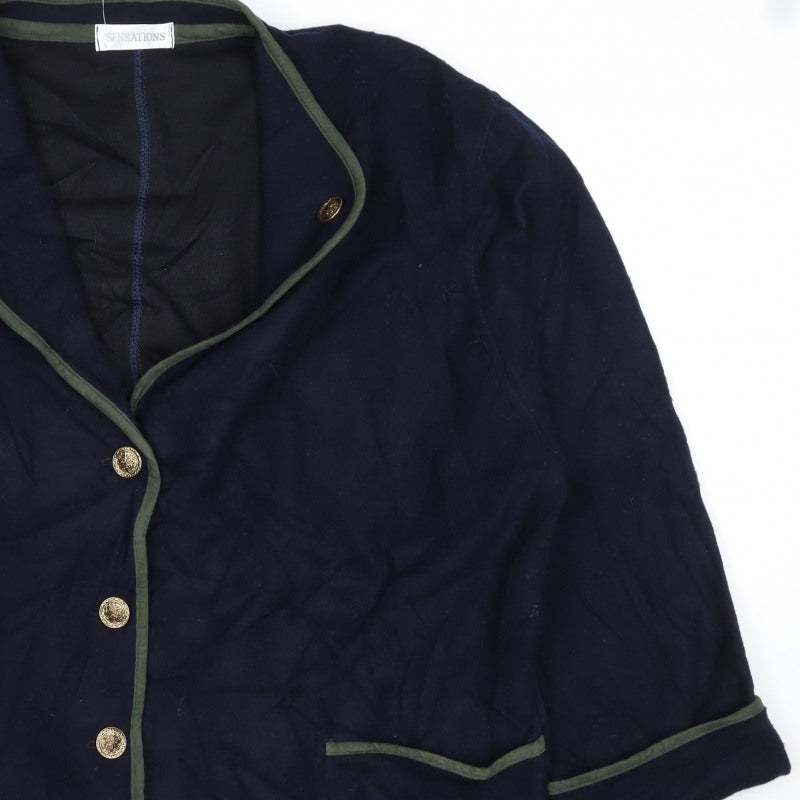 Sensations Men’s Blue XL Wool Blend Military Style Blazer Jacket