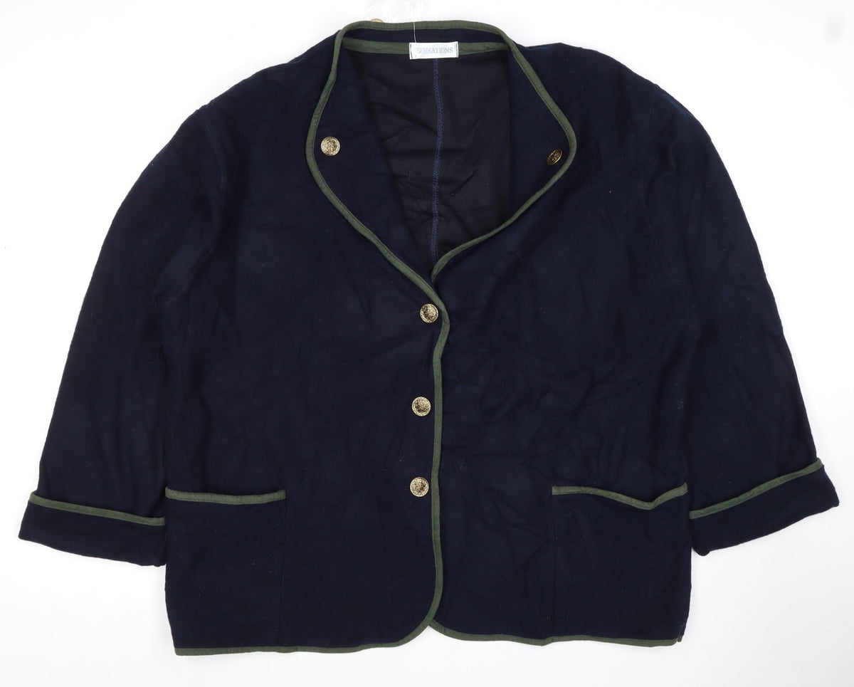 Sensations Men’s Blue XL Wool Blend Military Style Blazer Jacket