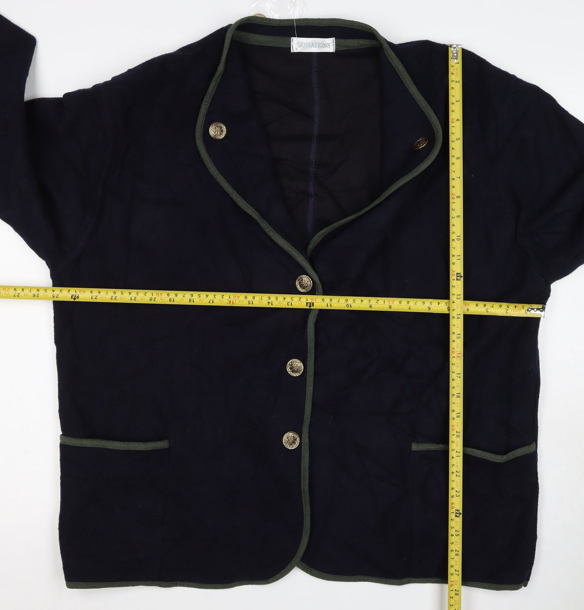 Sensations Men’s Blue XL Wool Blend Military Style Blazer Jacket