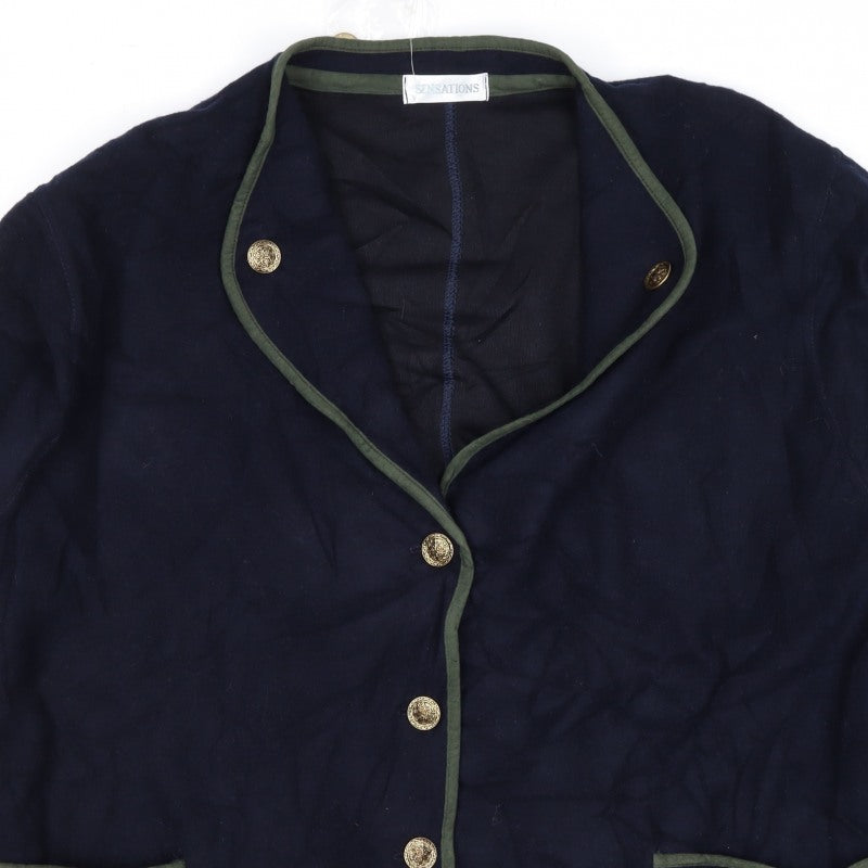 Sensations Men’s Blue XL Wool Blend Military Style Blazer Jacket