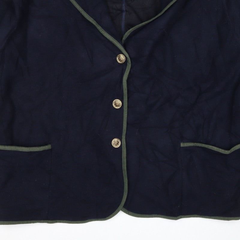Sensations Men’s Blue XL Wool Blend Military Style Blazer Jacket