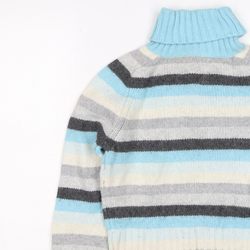 Gap Women Multicoloured S Striped Cashmere Blend Roll Neck Jumper