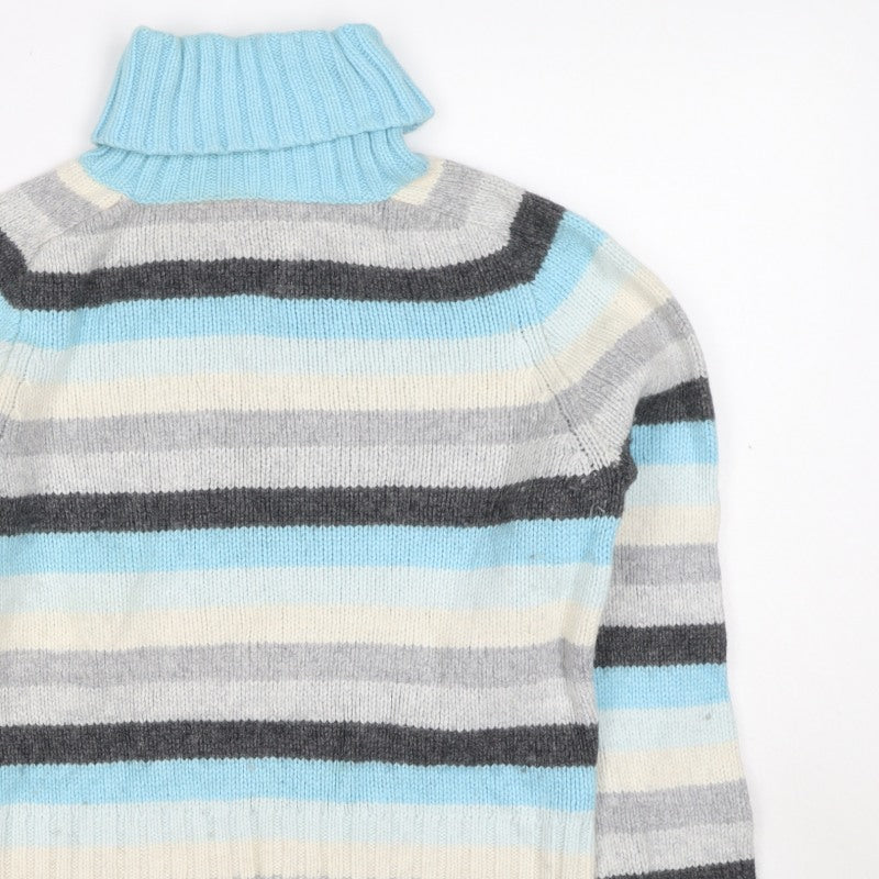 Gap Women Multicoloured S Striped Cashmere Blend Roll Neck Jumper