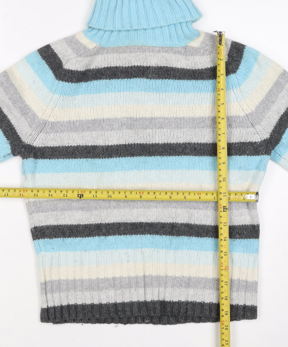Gap Women Multicoloured S Striped Cashmere Blend Roll Neck Jumper