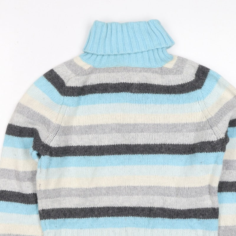 Gap Women Multicoloured S Striped Cashmere Blend Roll Neck Jumper