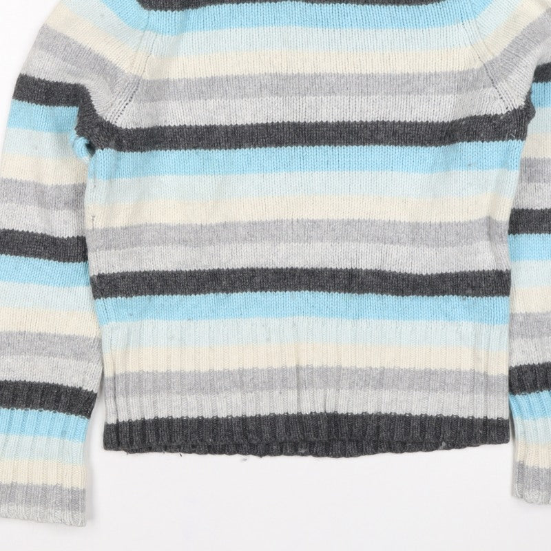 Gap Women Multicoloured S Striped Cashmere Blend Roll Neck Jumper
