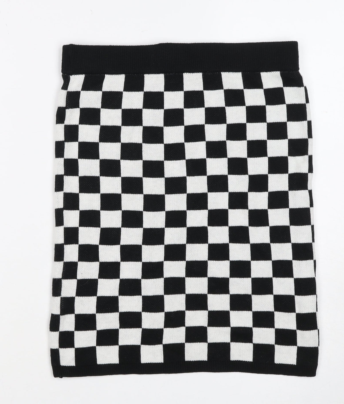 ASOS Women Black White Check Knit Mini Pencil Skirt UK 8