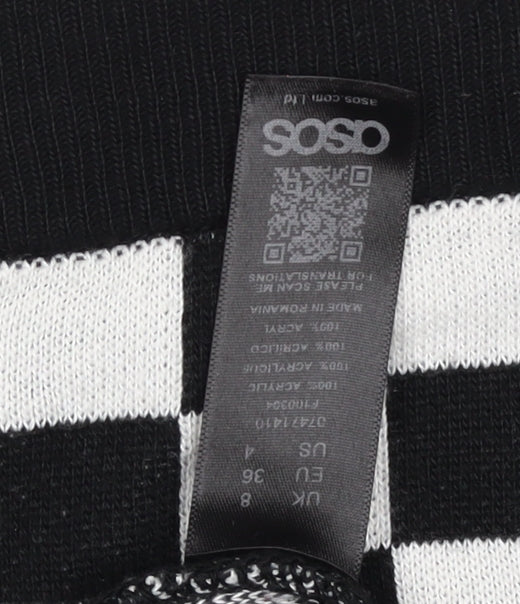 ASOS Women Black White Check Knit Mini Pencil Skirt UK 8