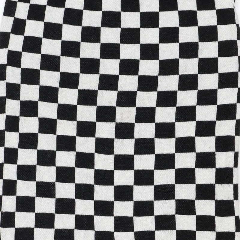 ASOS Women Black White Check Knit Mini Pencil Skirt UK 8