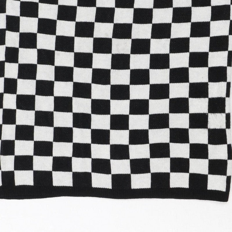 ASOS Women Black White Check Knit Mini Pencil Skirt UK 8