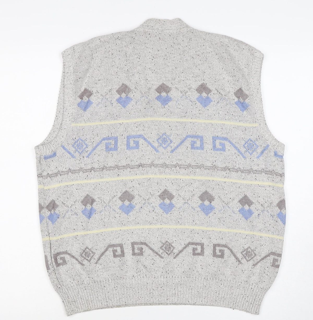 Frank Alves Men’s Grey L Geometric V-Neck Knit Sweater Vest
