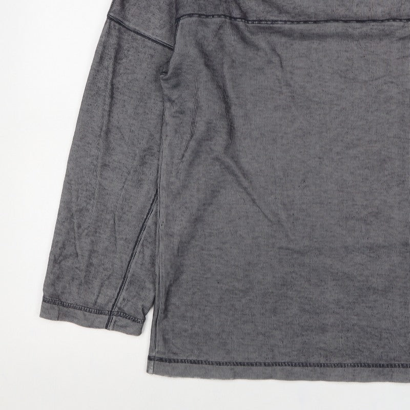Reebok Men’s Grey Striped Logo V-Neck Pullover Jumper M