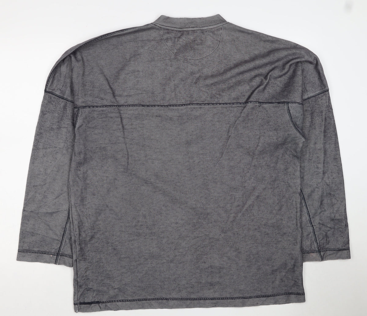Reebok Men’s Grey Striped Logo V-Neck Pullover Jumper M